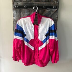 Women's Vintage BBW Sport Full Zipper Light Weight Jacket Colour Block